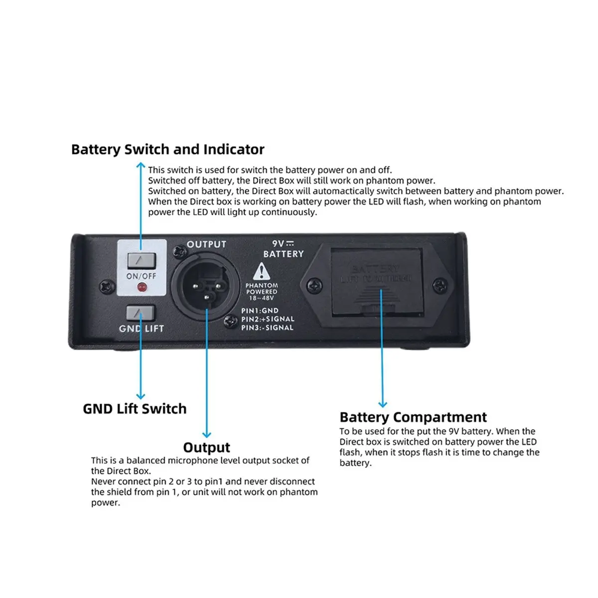 2026 New Da-10 Active DIBOX Impedance Transformer Audio Isolator DI Box Device Portable Music DI Active