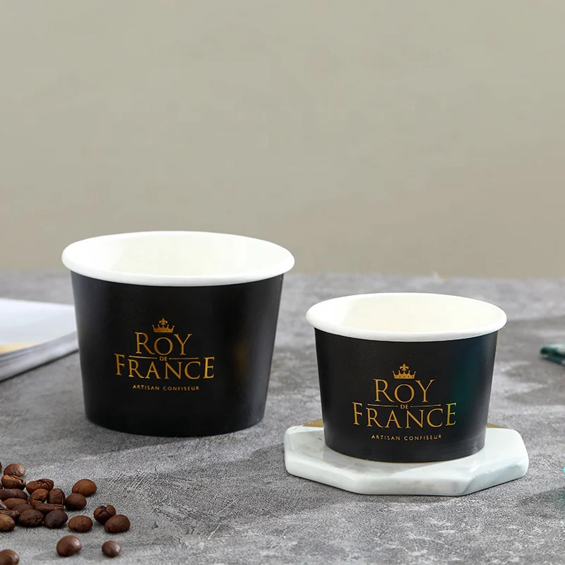 Customized product100% eco friendly Biodegrada PLA coating Disposable Yogurt Paper Ice Cup Bowl with Plastic Paper