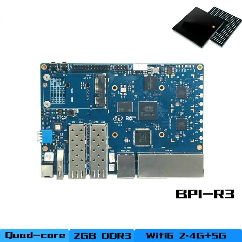 Open Source Router BPI-R3 Development Board, Support SFP Wifi6