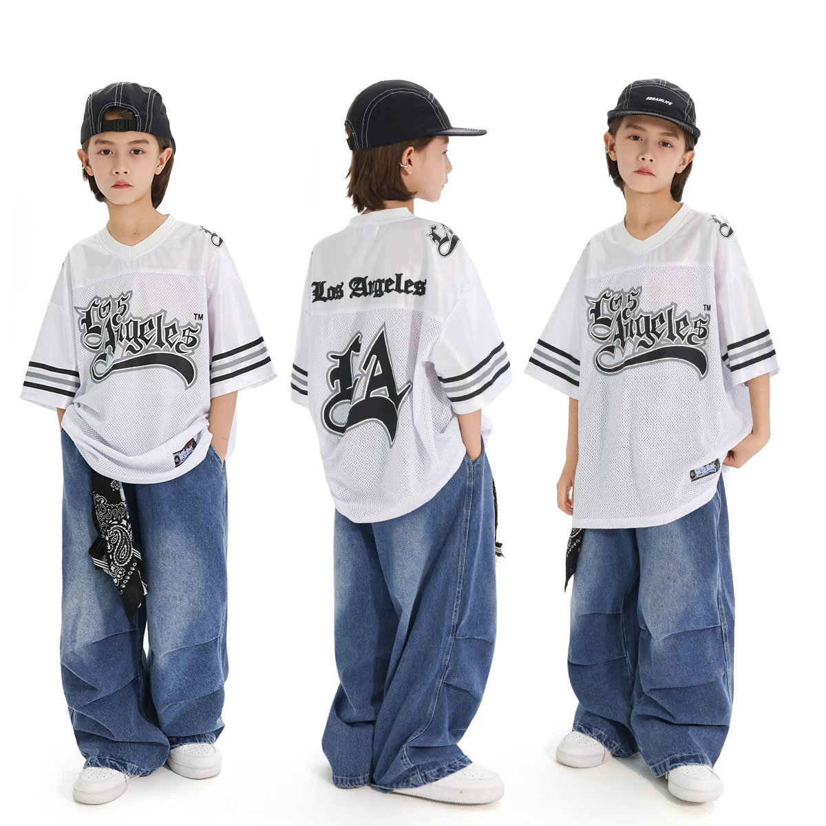 Jazzdans Praktijk Outfits Voor Jongens Top Jeans Hiphop Pak Kinderen Street Dance Prestaties Kostuums Dans Team Slijtage DN21014