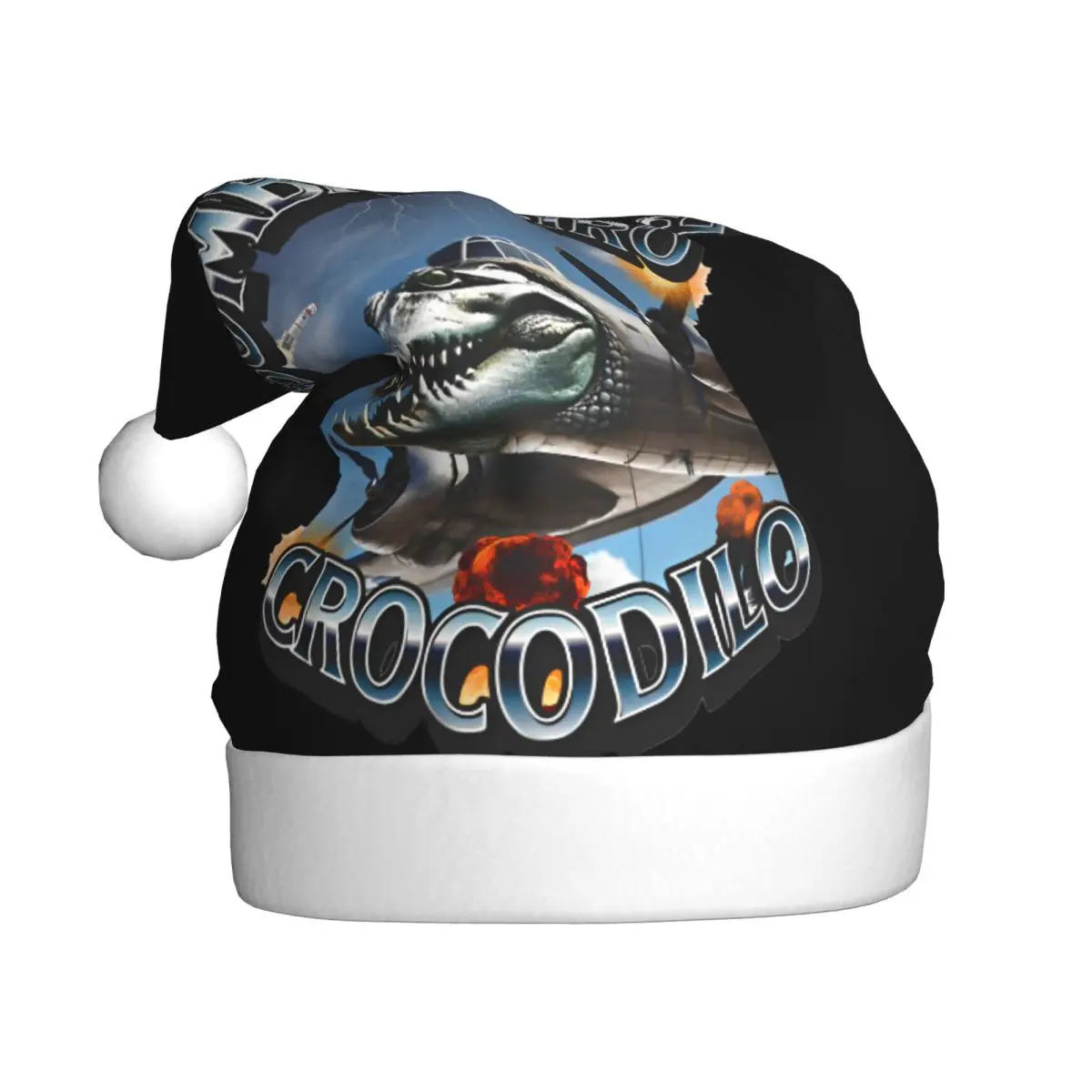 Bombardiro Crocodilo Anime Plane Anime Cartoon Christmas Hats for Adult Men Women Italian Meme Brainrot Santa Hat Cap Xmas Gifts