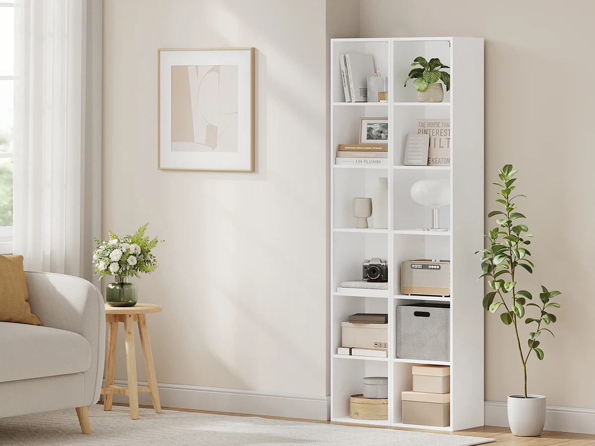 WOLTU 1 Stück weißes Bücherregal, Holz-Aufbewahrungswürfel, Bücherregale, Regaleinheit, Aufbewahrung für Wohnzimmer, Schlafzimmer, Arbeitszimmer – Detail 5