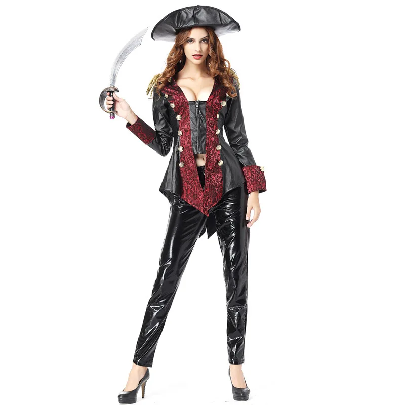 

Взрослый женский костюм пирата для косплея на Хэллоуин, карибский пиратский сценический костюм и наряд