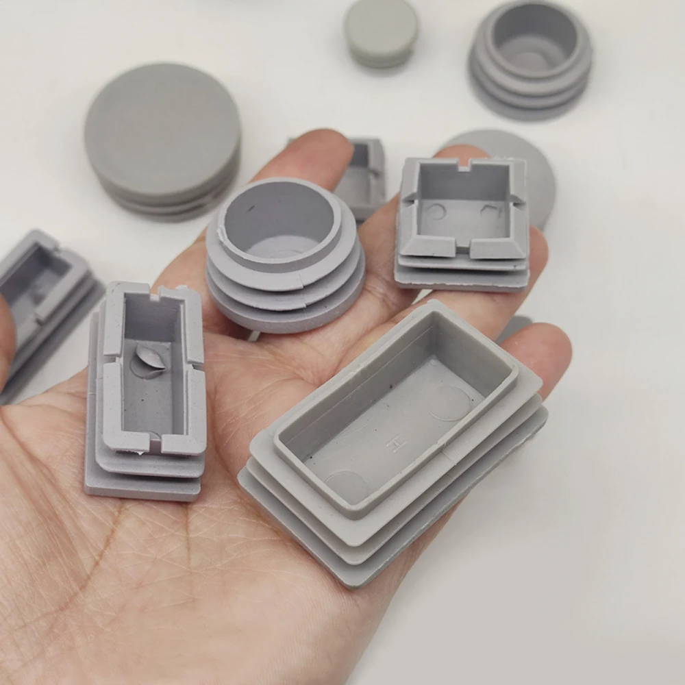 2/4/10pcs Grey Round/Square Plastic Blanking End Caps Chair Legs Tube Pipe Inserts Plug Bung Dust Cover Furniture Accessories
