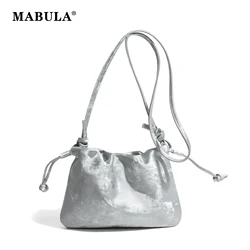 MABULA Exquisite Cow Leather Sling Phone Purse Chinese Style Drawstring Lipstick Pack for Girls Elegant Brand Drawstring Travel