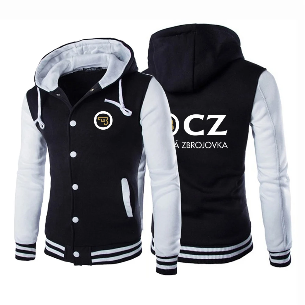 

2023 New Autumn Men's CZ Logo Single Breasting Design Ceska Zbrojovka Baseball Uniform Hoodie Casual Sport Cotton Patchwork Coat