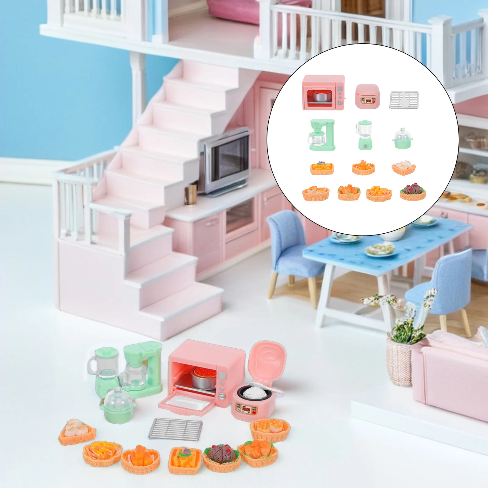 

1Set Miniature Kitchen Decor Supplies Realistic Play Food Tiny House Appliances Simulation Baking Models for Kids Imagination