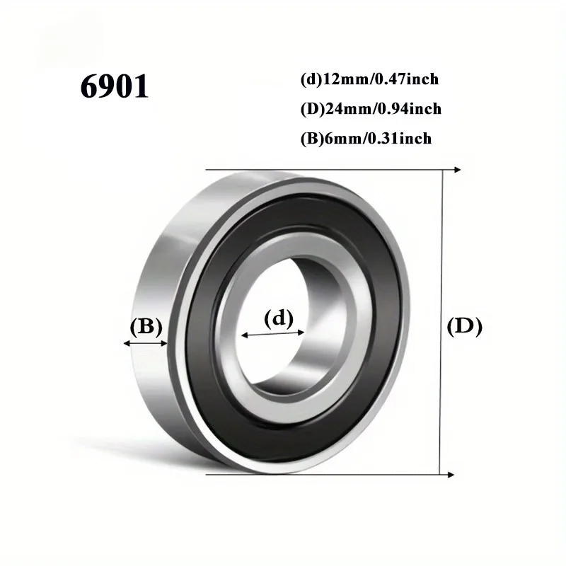 10pcs 6901 6901RS bearing 6901 2rs 6901-2RS RS 12x24x6mm ABEC-5 Deep Groove Ball Bearing Double Seal Thin Section Ball Bearings