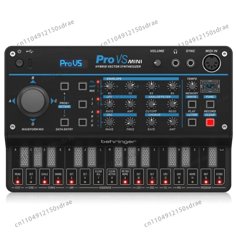 Sintetizador Híbrido Portátil BEHRINGER PRO-VS MINI com 5 Vozes, 4 Osciladores Vetoriais de Morfagem por Voz e Filtro Passa-Baixa Analógico