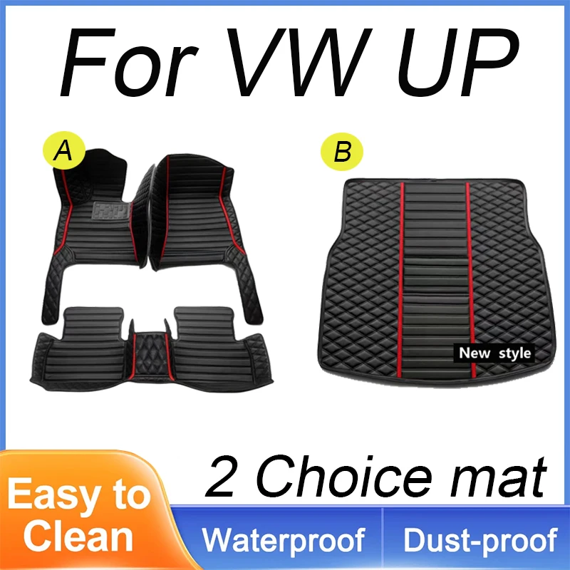 Custom Automotive Car Floor Mats For VW UP 2014 2015 2016 2017 Auto Luxury Leather Men Women Car Mats Full Coverage