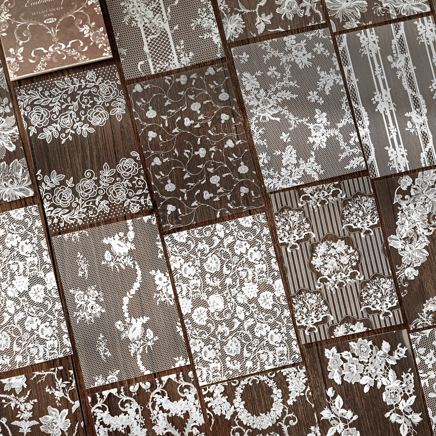 30 pcs Lace Sticker Book Decorative Scrapbooking Diary Album hand made Collage material Junk Journal Creative Stickers