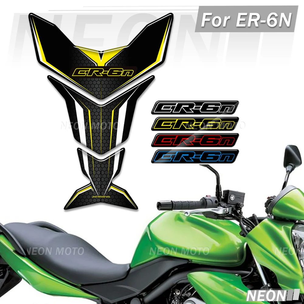 

For ER6N ER-6N Motorcycle 3D Epoxy Resin Tank Pads, Anti-Slip Fuel Tank Protective Decoration Decals Kit