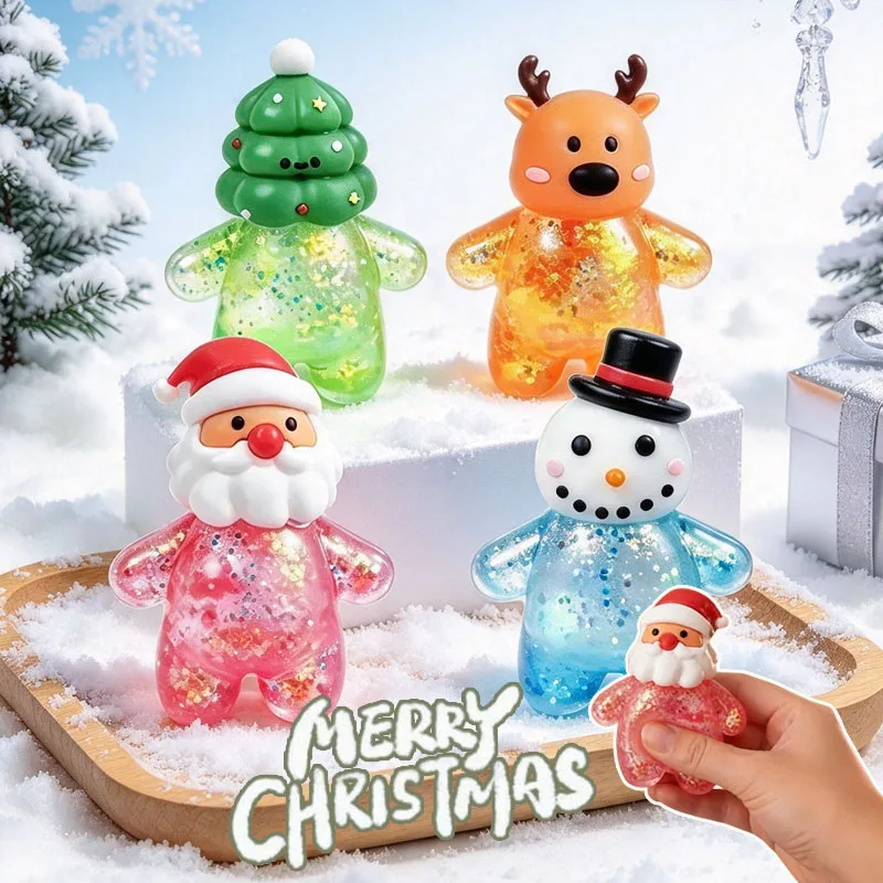 1-5PCS Christmas Stress Relief Squishy Toy Santa Snowman Squeeze Fidget Toy Decompression Holiday Party Favor