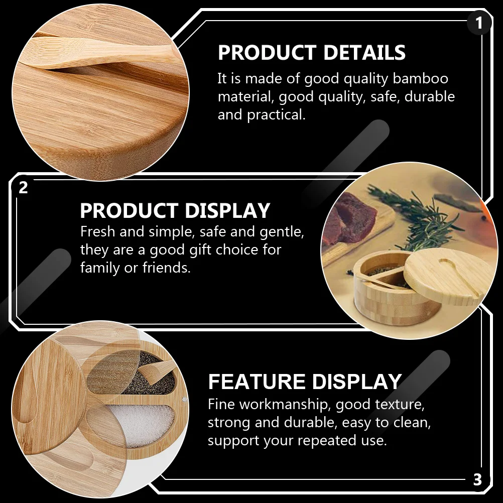 

1Pcs Bamboo Seasoning Pot High Quality Kitchen Seasoning Canister Condiment Box Practical Spice Holder