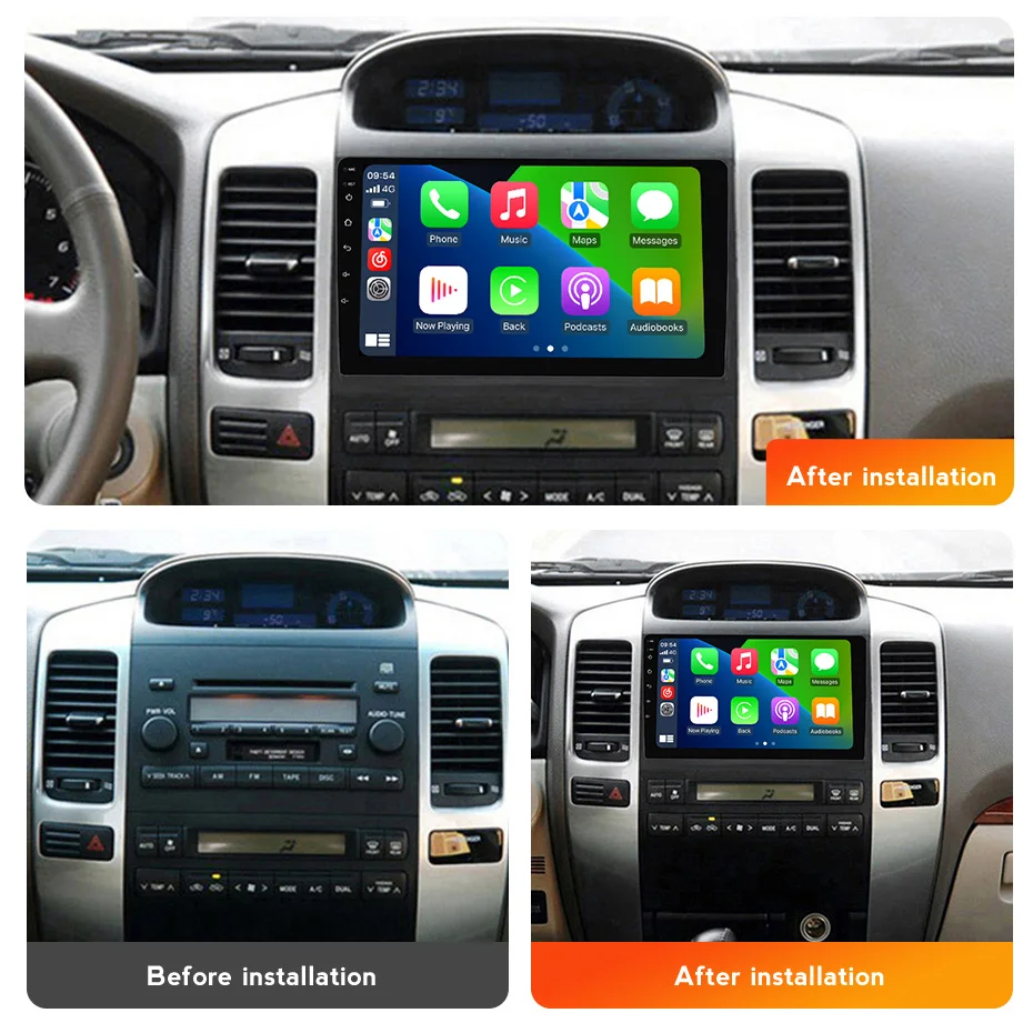 Navifly Wireless CarPlay Android Auto Car Multimedia Player For Toyota Prado 2004-2009 Android Car Radio GPS Navigation WiFi BT