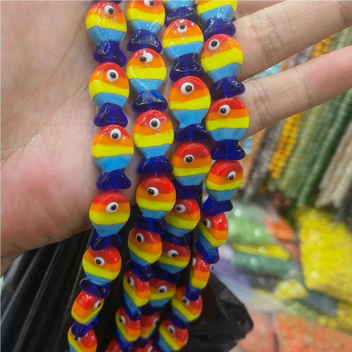 5pcs Cute 3D Rainbow Lampwork Glass Fish Beads Charms Perfect for DIY Bracelets, Necklaces & Earrings Keychain Accessories
