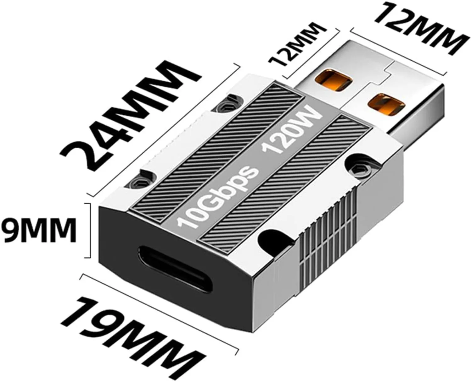 Адаптер USB C «мама» на USB «папа», 10 Гбит/с, двусторонний адаптер USB A типа C из цинкового сплава с высокоскоростной передачей данных 10 Гбит/с