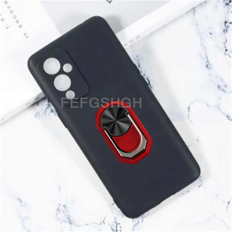 For OnePlus 9 1+9 LE2113, LE2111, LE2110, LE2117, LE2115 Back Finger Ring Soft TPU Silicone Case For For OnePlus 9 Phone Cover