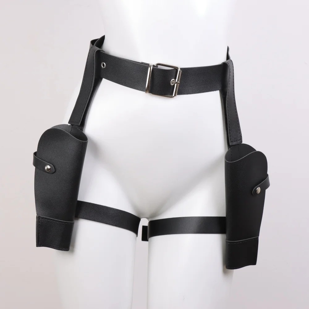 1PC Western Gun Holster - Adjustable Cowboy Belt with Double Revolver Holder, Cosplay and Halloween Costume Accessory