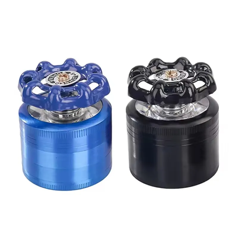 New 4-Layer Tobacco Grinder, 50mm Hand-Cranked Valve-Shaped Metal Herbal And Spice Pulverizer, Creative And Personalized Grinder