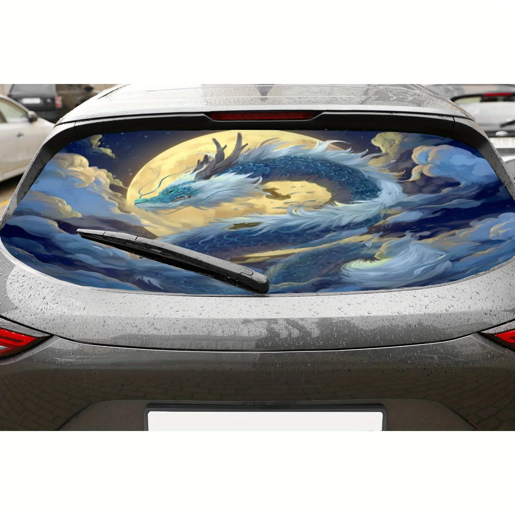 

The hovering green dragon PVC material self-adhesive waterproof car rear window sticker, easy to paste without falling off, wate