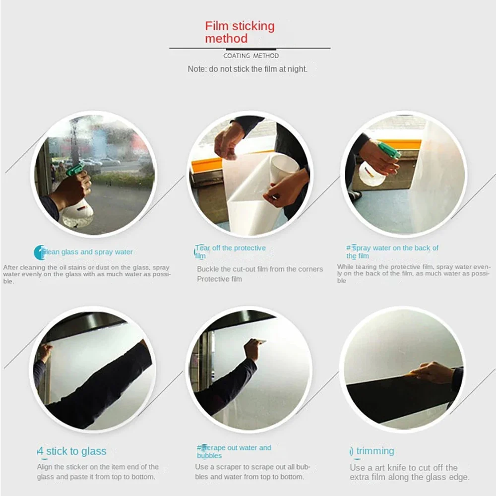 Window Privacy Film Frosted Glass Window Film Self Adhesive UV Blocking Glass Clings Opaque Window Sticker Vinyl  for Glass Home