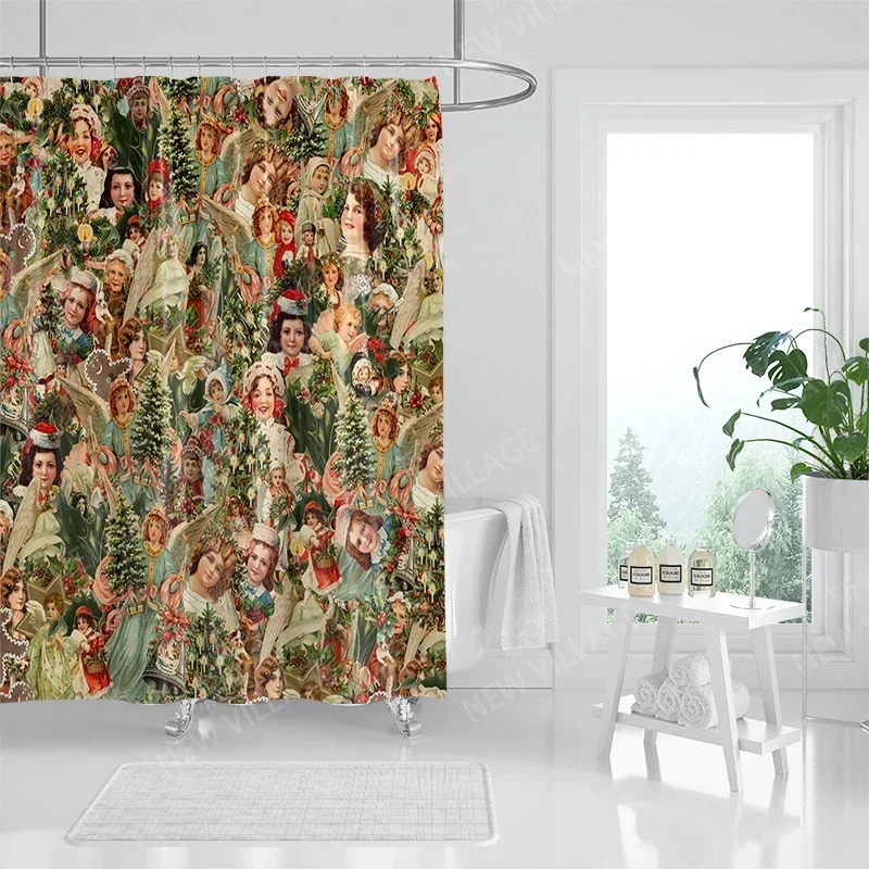 GAEHousehold waterproof fabric home shower curtain accessories 90x180 shower curtain 240 * 200 Christmas peripheral shower cur