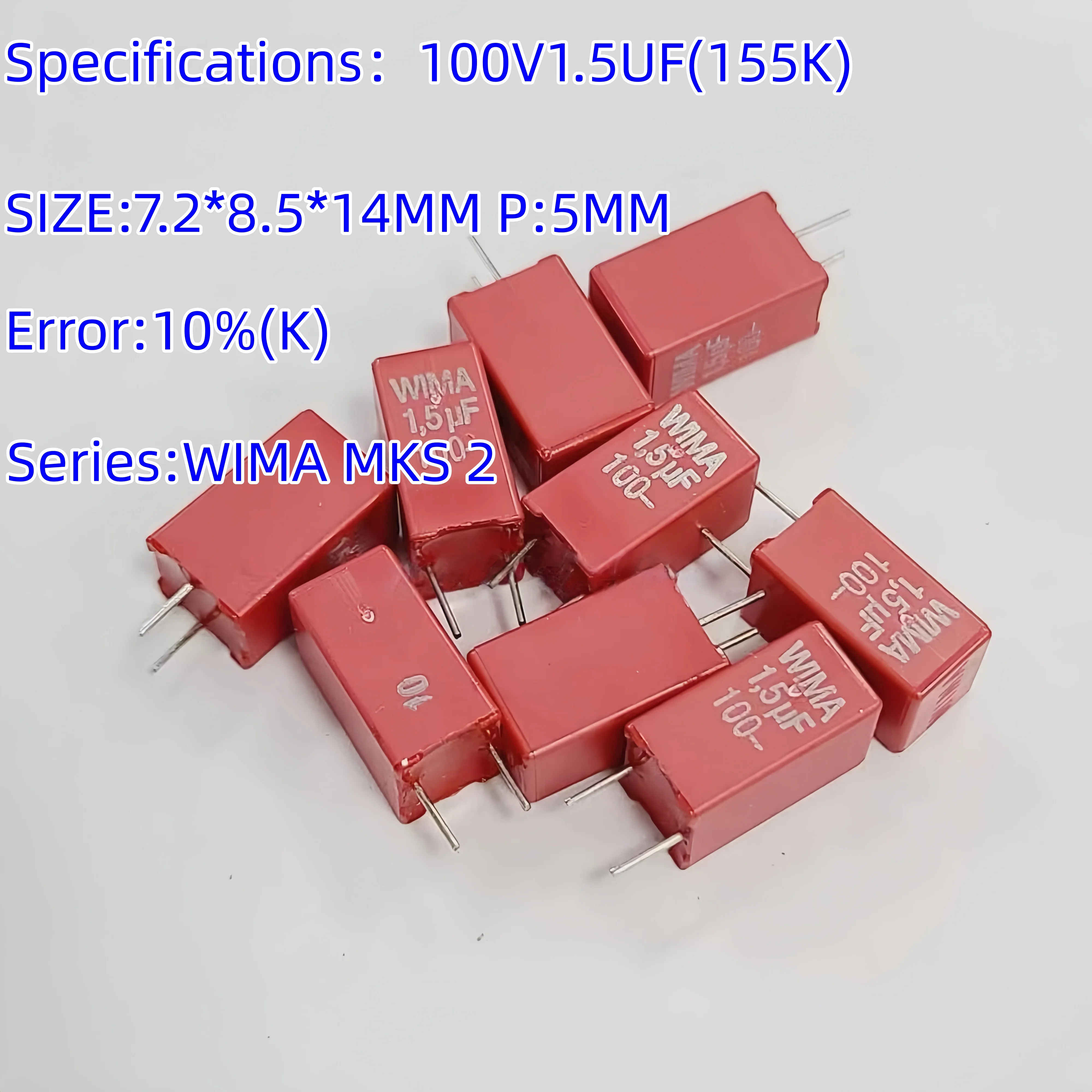 Condensadores de película de polipropileno metalizado WIMA MKS-2, 100V, 10NF, 100NF, 220NF, 1UF, 1,5UF, 2,2UF, para amplificador Crossover, 10 Uds.
