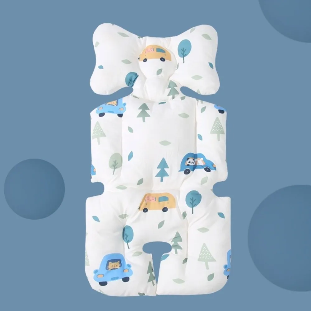 Cotton Stroller Seat Cushion Cartoon Pattern Breathable High Chair Liner Pad Warm Comfortable Stroller Accessories Toddler Use