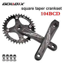 GOLDIX Square taper crankset 165mm 170mm 175mm crown 104bcd chainring Round Narrow Wide Chainring MTB Road Bike Square Crank