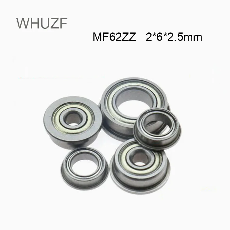 WHUZF Free Shipping 10/20/50pcs MF62ZZ Flange Bearing 2x6x2.5 mm ABEC-3 Miniature Flanged MF62 Z ZZ Ball Bearings