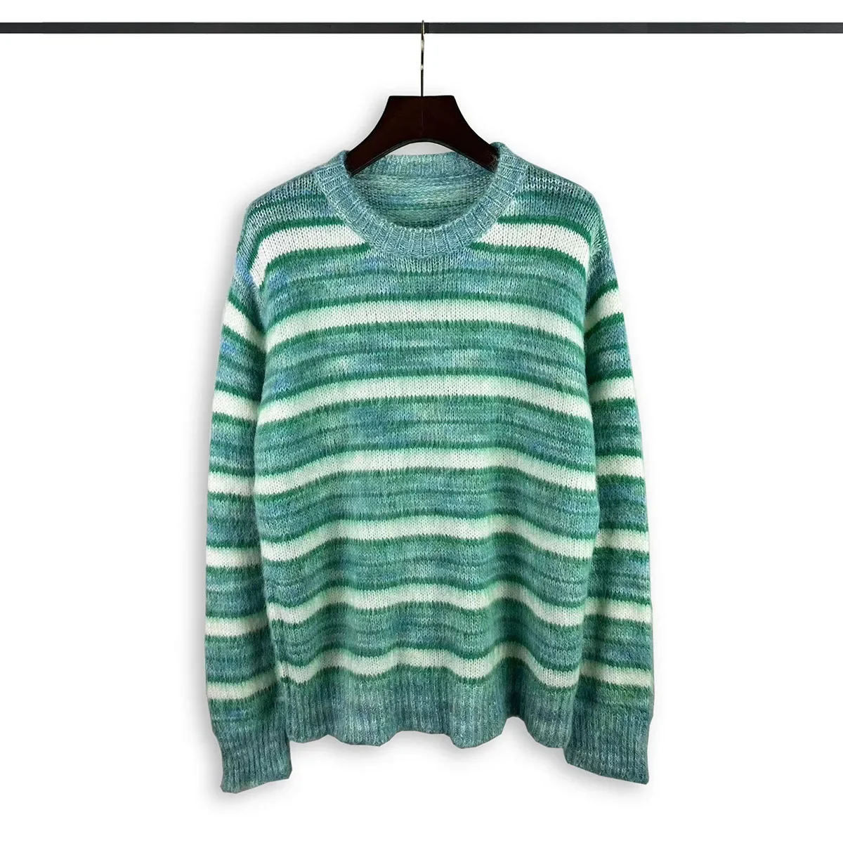 Color Match Striped Autumn and Winter Pullover Sweater for Men and Women Patchwork Baggy Crew Neck Streetwear Knitted Sweater