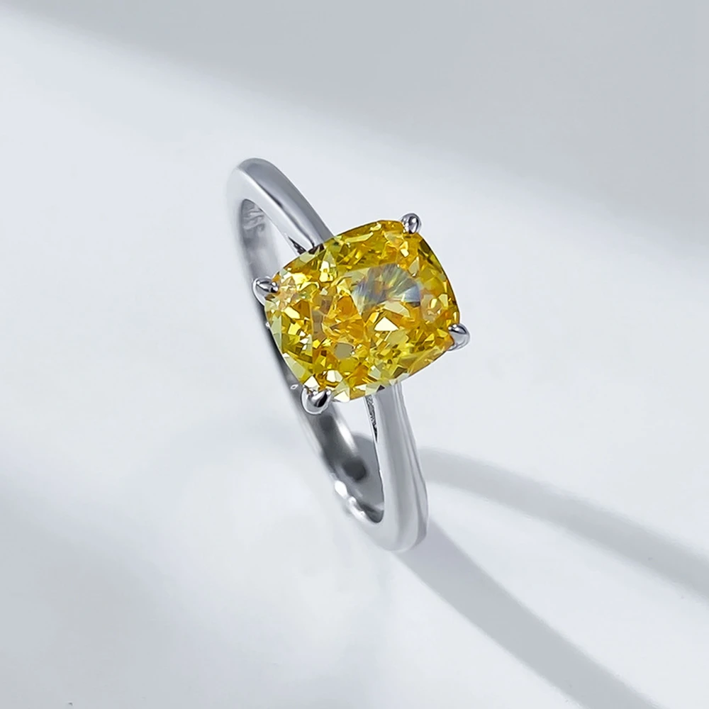 Vinregem Crushed Ice Cut Citrine Gemstone Sparkling Ring for Women 925 Sterling Silver Wedding Engagement Fine Jewelry Wholesale