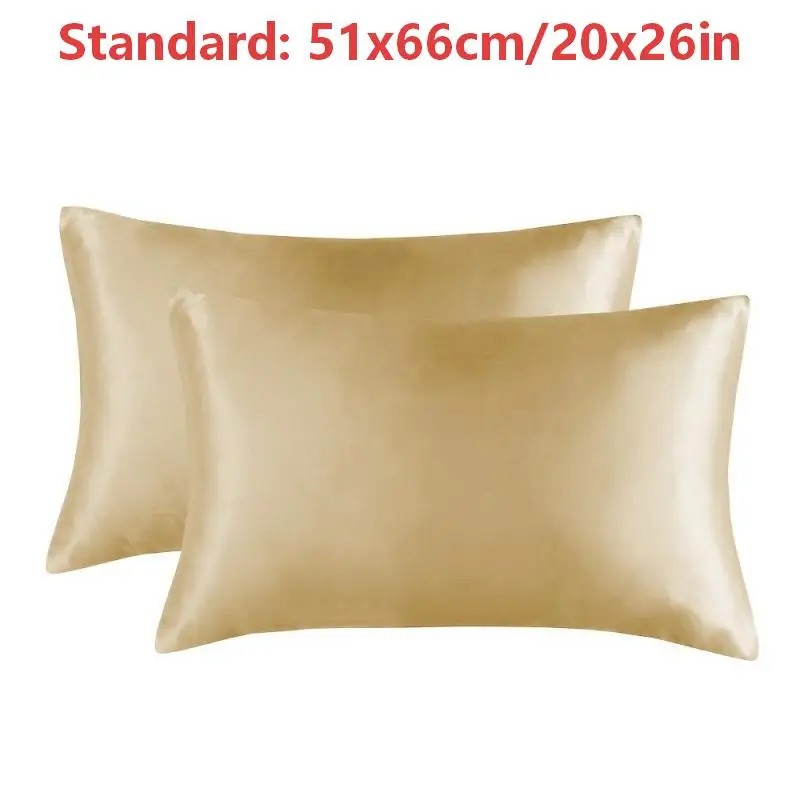 1Pair Satin Pillowcase - Anti-Allergy Breathable Bedding Polyester Satin with Envelope Closure Machine Washable & Skin-Friendly