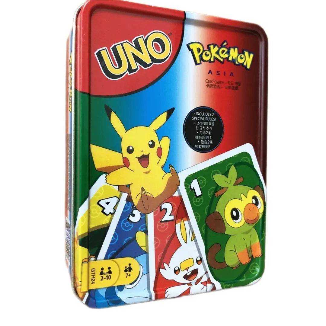 

UNO Pokemon co-branded cards tin box playing cards party board games collection 3D entertainment puzzle peripheral gifts