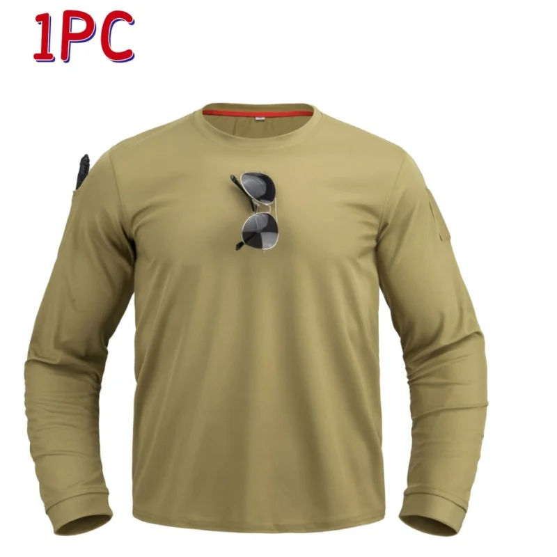 

Tactical Collar Long Sleeved Shirt, Men's Sports Casual Shirt, Spring and Autumn Outdoor Training Wear-resistant Workwear Top