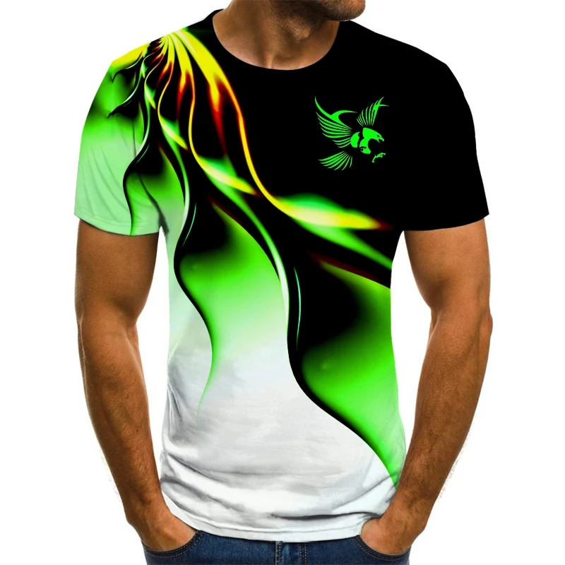 Zomer Mode Mannen 3D Print Eagle Korte Mouw T-shirt, Outdoor Casual Street Style Ademend T-shirt, 6XL, 2023 Nieuwe