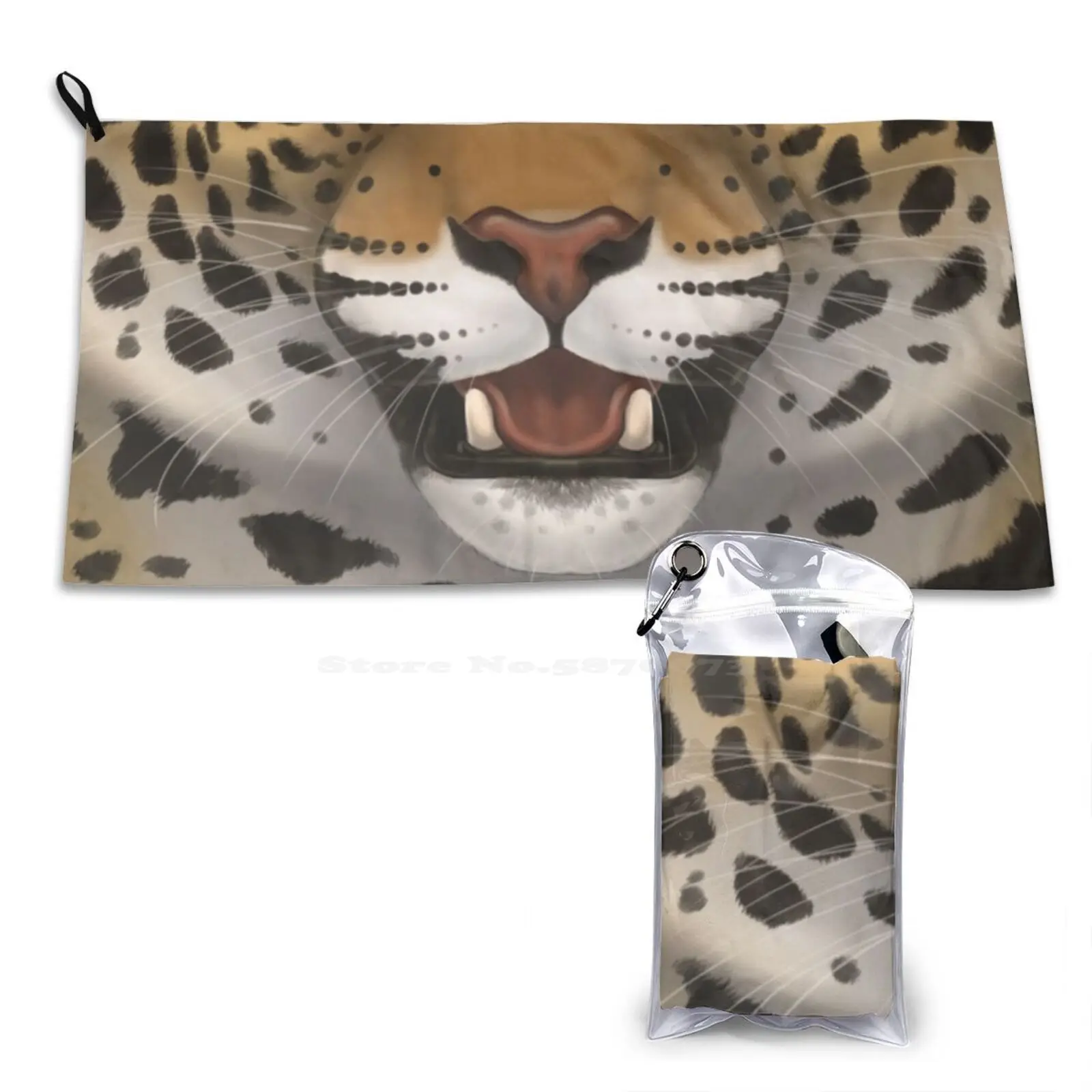 Face Superfine Fiber Bathroom Towels Washcloth Big Cat Feline Panthera Onca Furry Animal Anthro Spots Face