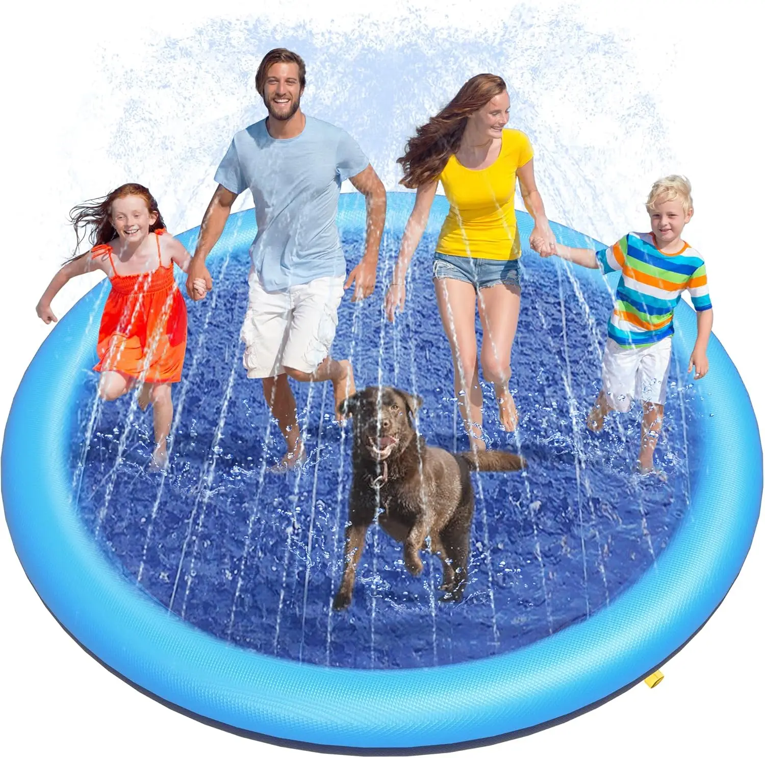 Splash Pad PVC Material 86in Non-Slip Heavy Duty Outdoor Backyard Use Summer Blue