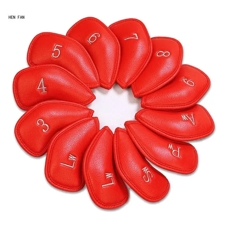 12Pcs PU Leather Iron and Wedges Golfs Club Head Cover Golfs Iron Headcover Protective Cover to Protect Your Golfs Club M89D