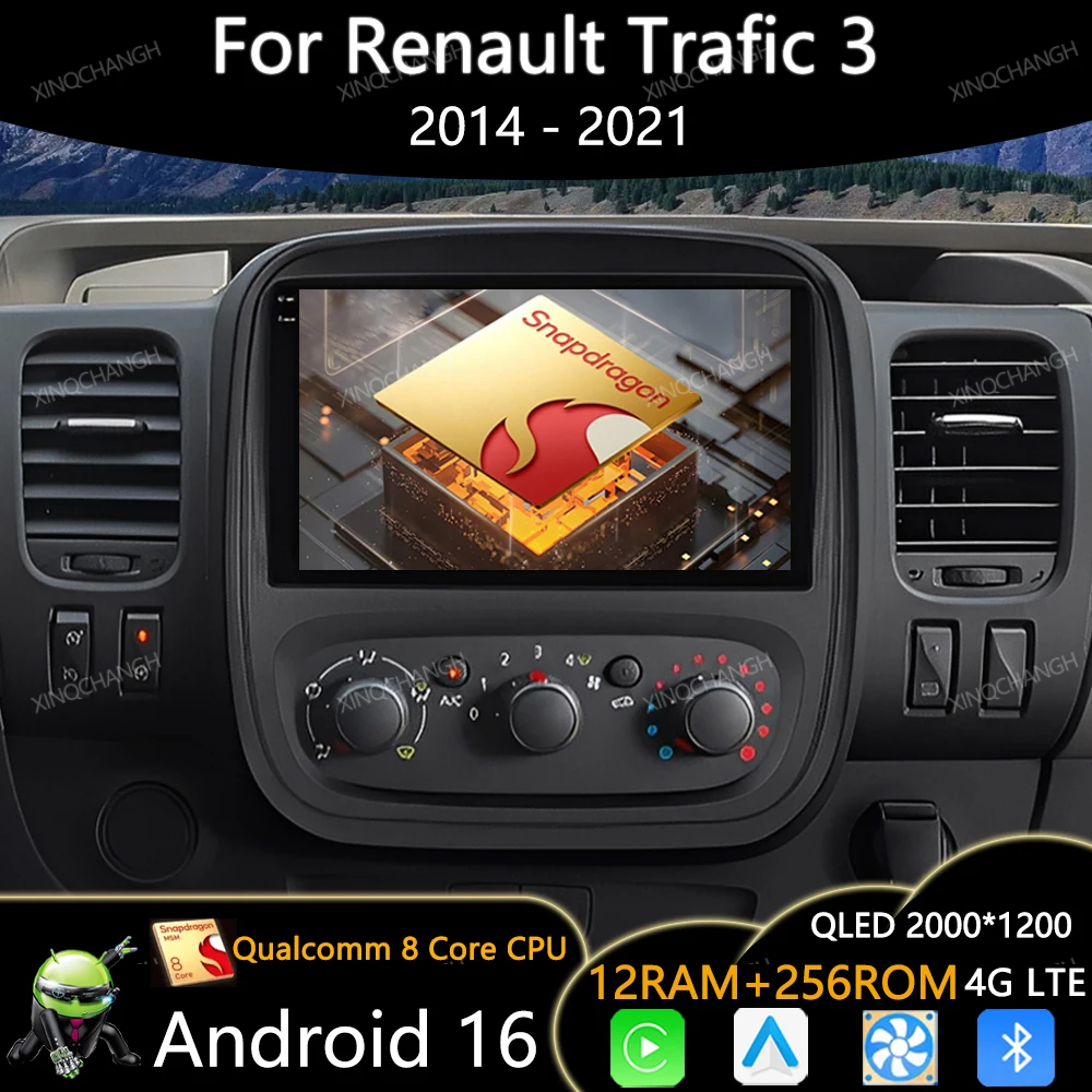 Android 16 Car Radio For Renault Trafic 3 2014 - 2021 For Opel Vivaro B 2014 - 2018 Multimedia Stereo Video Player GPS Head Unit