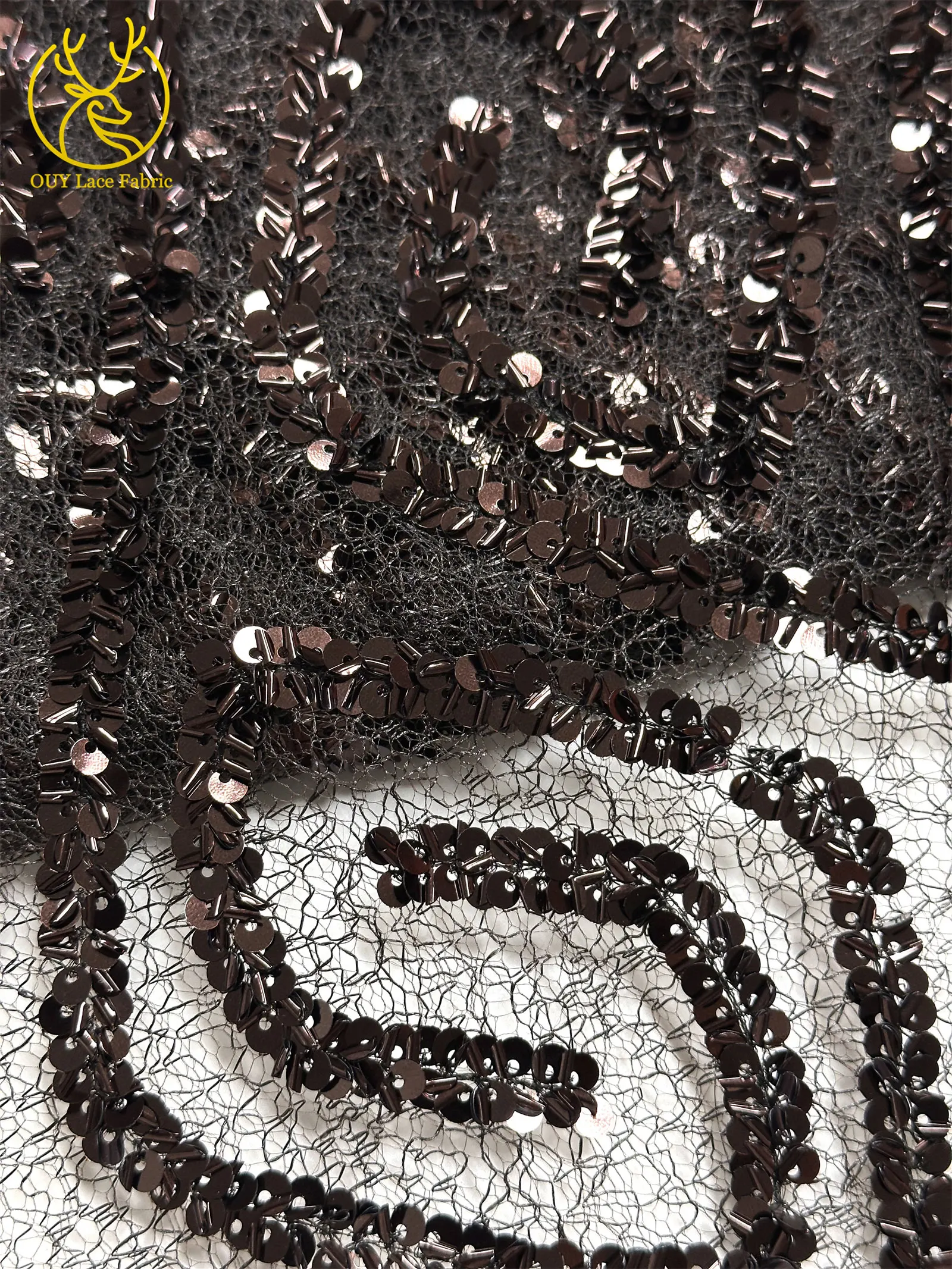 Luxuriöser afrikanischer Pailletten-Spitzenstoff 2026, hochwertiger französisch-nigerianischer Spitzenstoff, geeignet für Nähmaterial für Weihnachtsfeiern – Detail 26