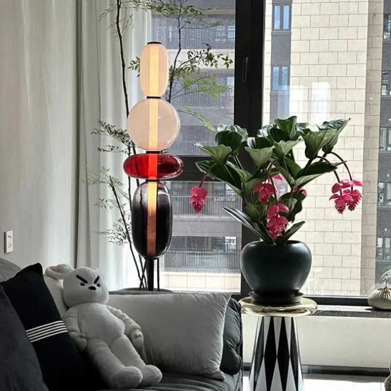 Italian Creative Colored Glass LED Floor Lights Designer Living Room Bedroom Study Indoor Atmosphere Interior Candy Table Lamps