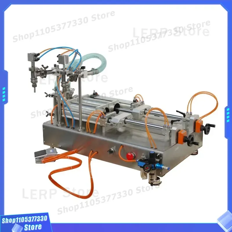Semi Automatic Double Head Pneumatic Filling Machine For Milk Water Oil High Precision Food Grade Liquid Filler Equipment