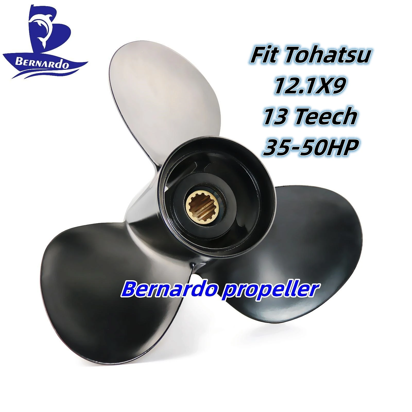 

Bernardo Boat Propeller 12.1X9 Fit Tohatsu Outboard Engines 35 40 50 HP Motor Aluminum Alloy Screw 3 Blades 13 Tooth Spline RH