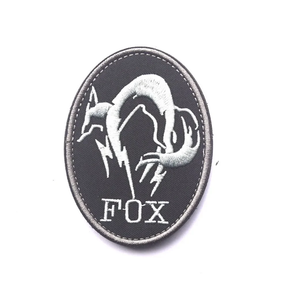 FOX Metal Gear MGS Foxhound Patch Military Tactical Troop Morale Embroidery Hook&loop Patches for Clothing Backpack Applique