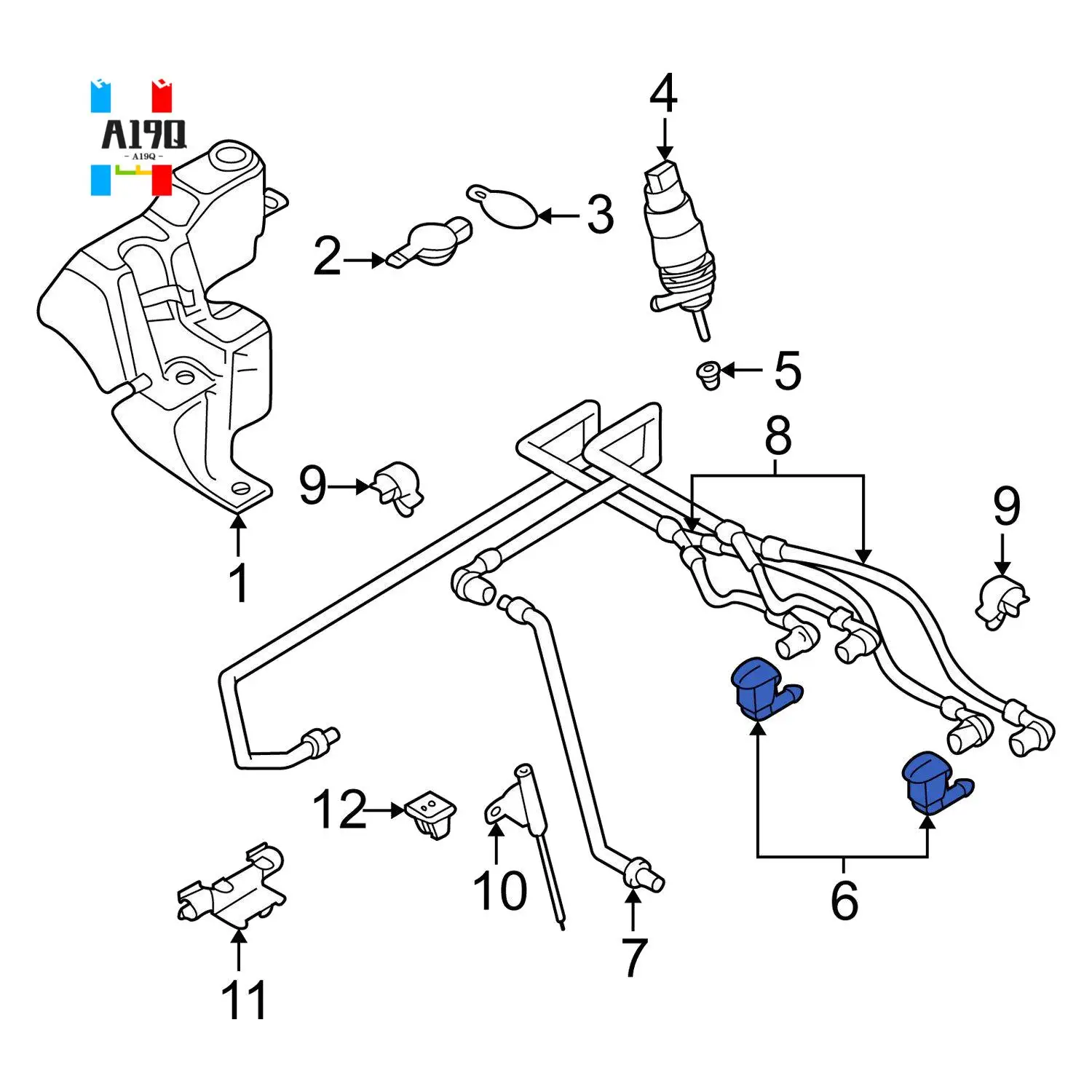 A19Q-For -BMW E39 5-Series 1997-2003 525I 528I 530I 540I M5 Windshield Washer Nozzle Heated Dual Inlet Squirter Jet