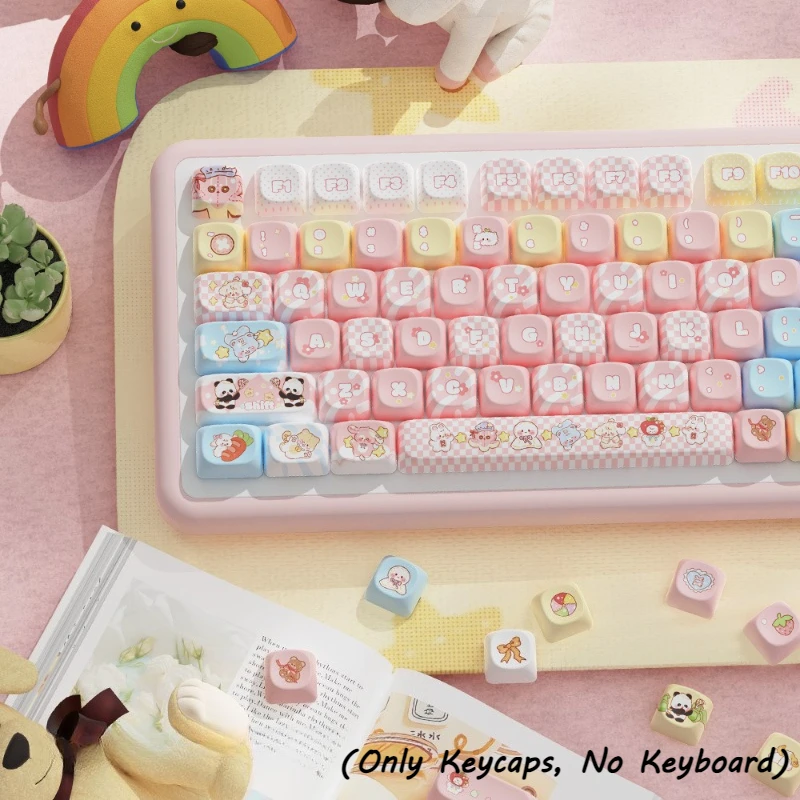 112Keys MOA Profile PBT Keycap Set Cartoon Animal 5Side Dye Sublimation KeyCap Mechanical Keyboard Keycaps Fits 75/87/104 Layout