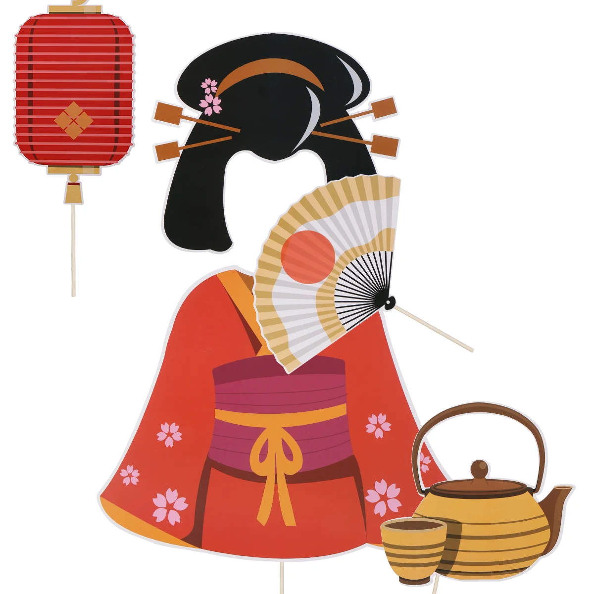 

Japanese Party Photo Props Booth Sign Kits Suite Style Posing Kimono Decoration Banquet