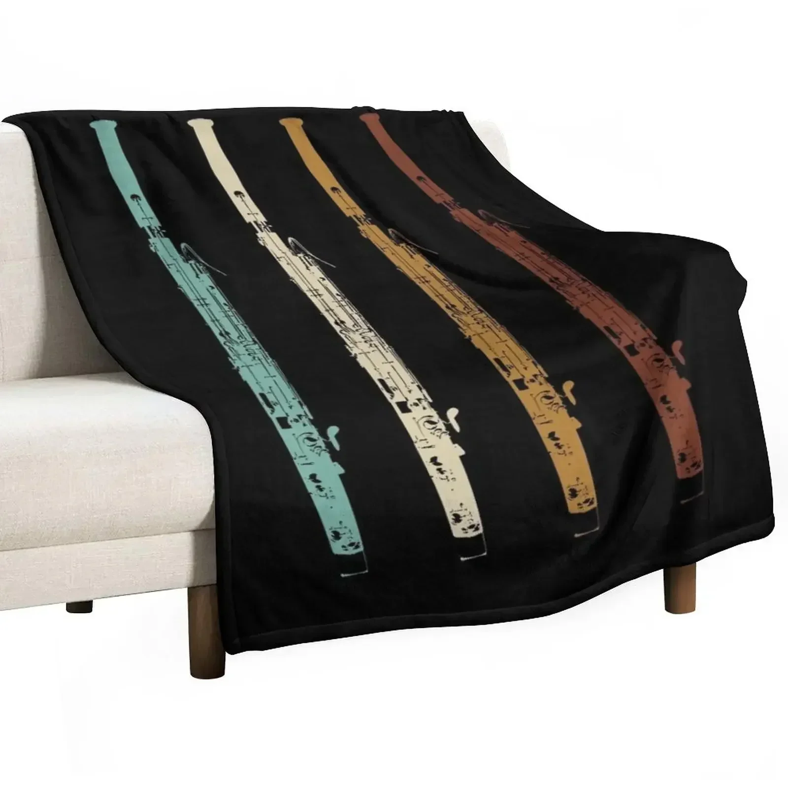 Retro Vintage Bassoon Gift Bassoonist Band Bassoon Player Throw Blanket Beach Luxury St Blankets